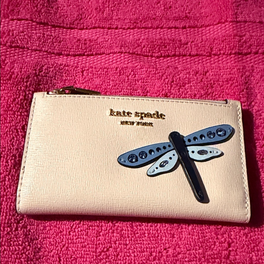 Kate Spade Beige Wallet with Blue Dragonfly